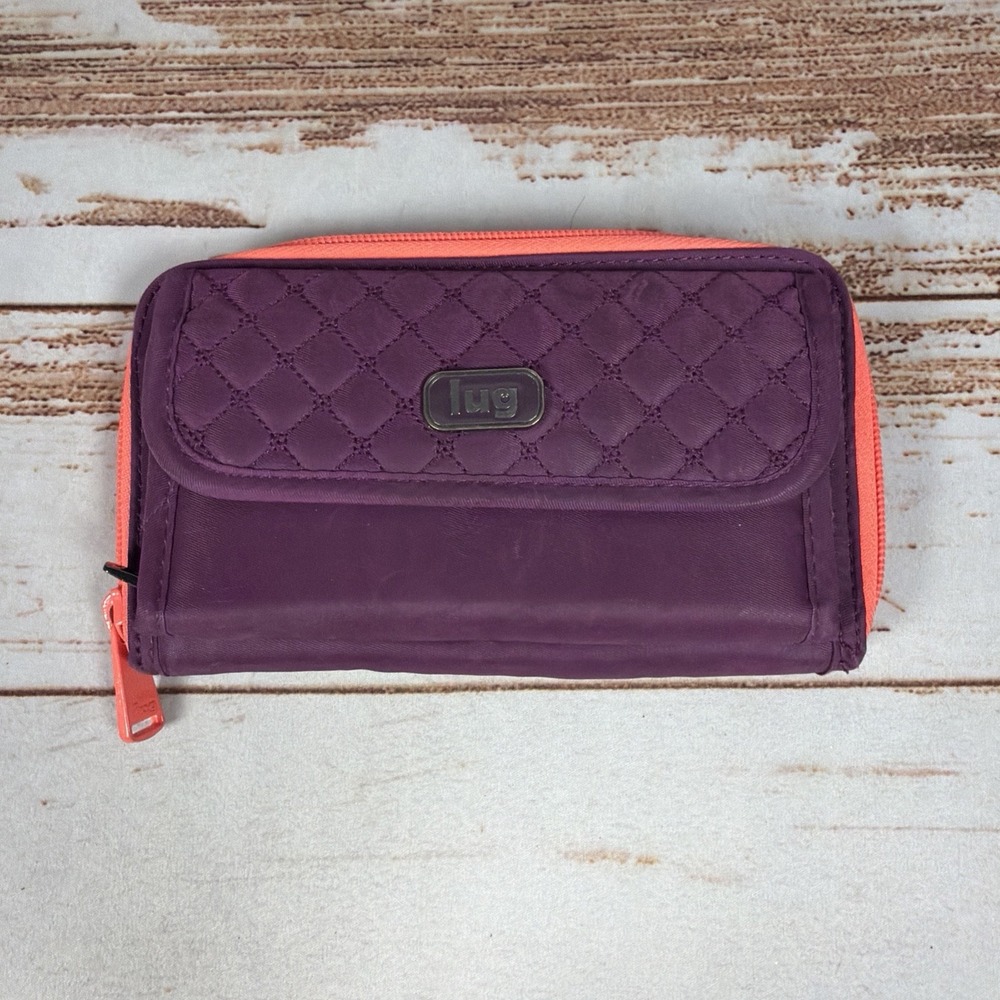 Lug Kickflip Convertible Wallet Clutch Purple Pink Quilted RFID 7x4 Travel OSFM